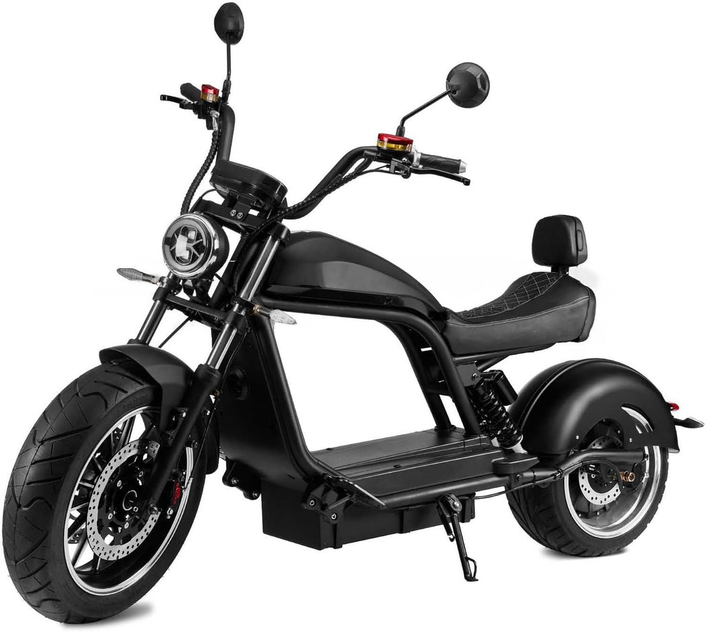 Elektroroller “HL 6.0”, 3000 Watt, 100 km Reichweite, Straßenzulassung, 45Ah Lithium-Akku, Elektro Roller, E-Roller mit Sitz, 50 CCM, Elektro Motorroller, Schwarz