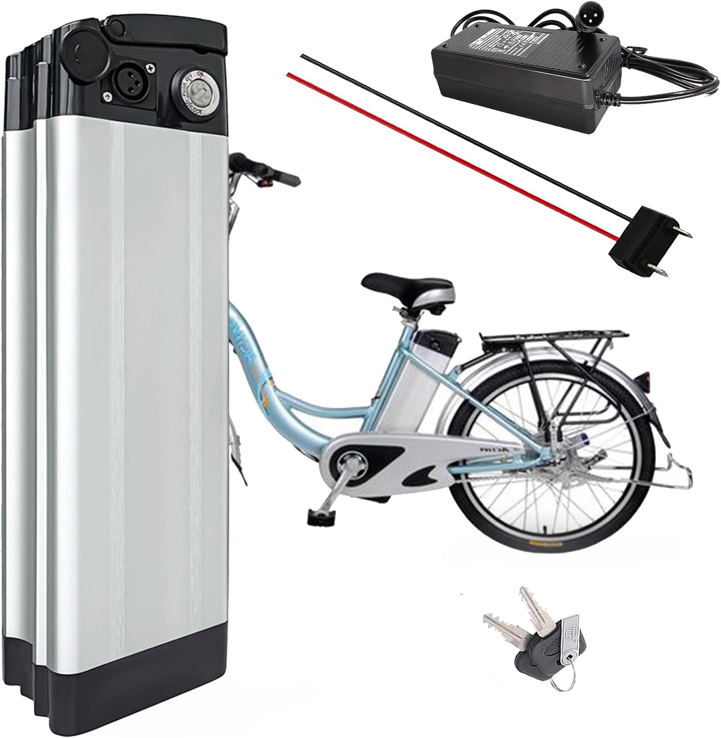 36V 48V 10h 13Ah 15Ah 20Ah Akku für Elektrofahrräder, 52V 13Ah austauschbarer Lithium-Akku für 550W 1000W Falt-E-Bike-Pedelec-Motor