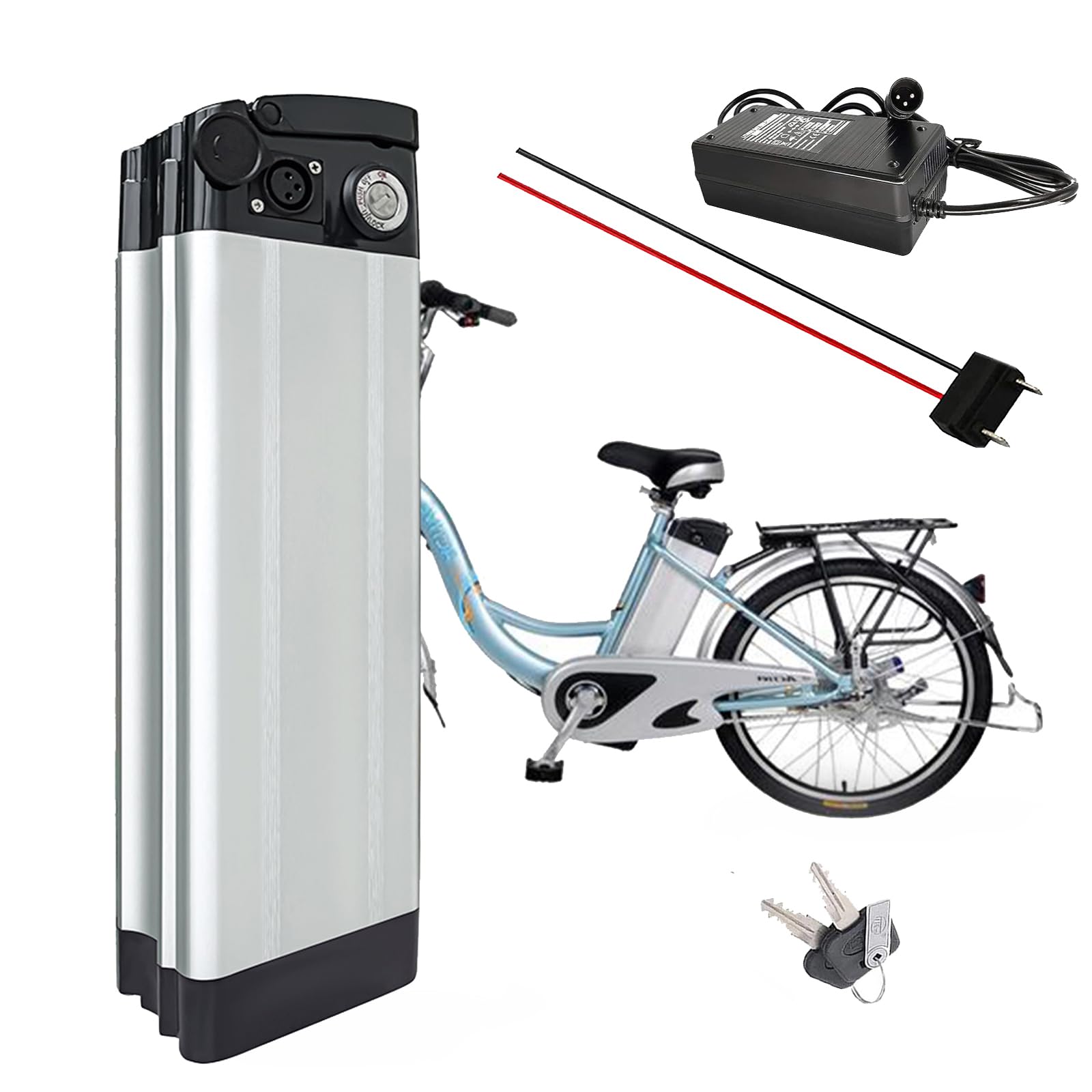 36V 48V 10h 13Ah 15Ah 20Ah Akku für Elektrofahrräder, 52V 13Ah austauschbarer Lithium-Akku für 550W 1000W Falt-E-Bike-Pedelec-Motor