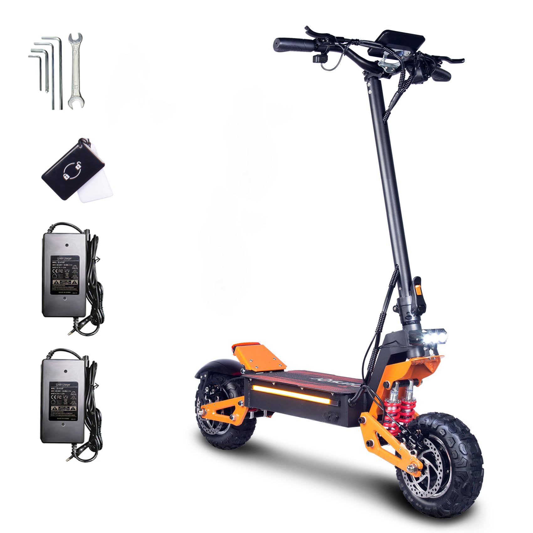 E-Scooter Offroad Elektroroller Schneller E Roller Elektroscooter NFC-Schlüsselloser Start 11 Zoll Allzeitreifen Doppelmotor C-Typ Federung 60V40AH Lithium-Ionen-Akku Maximale Autonomie 100 KM