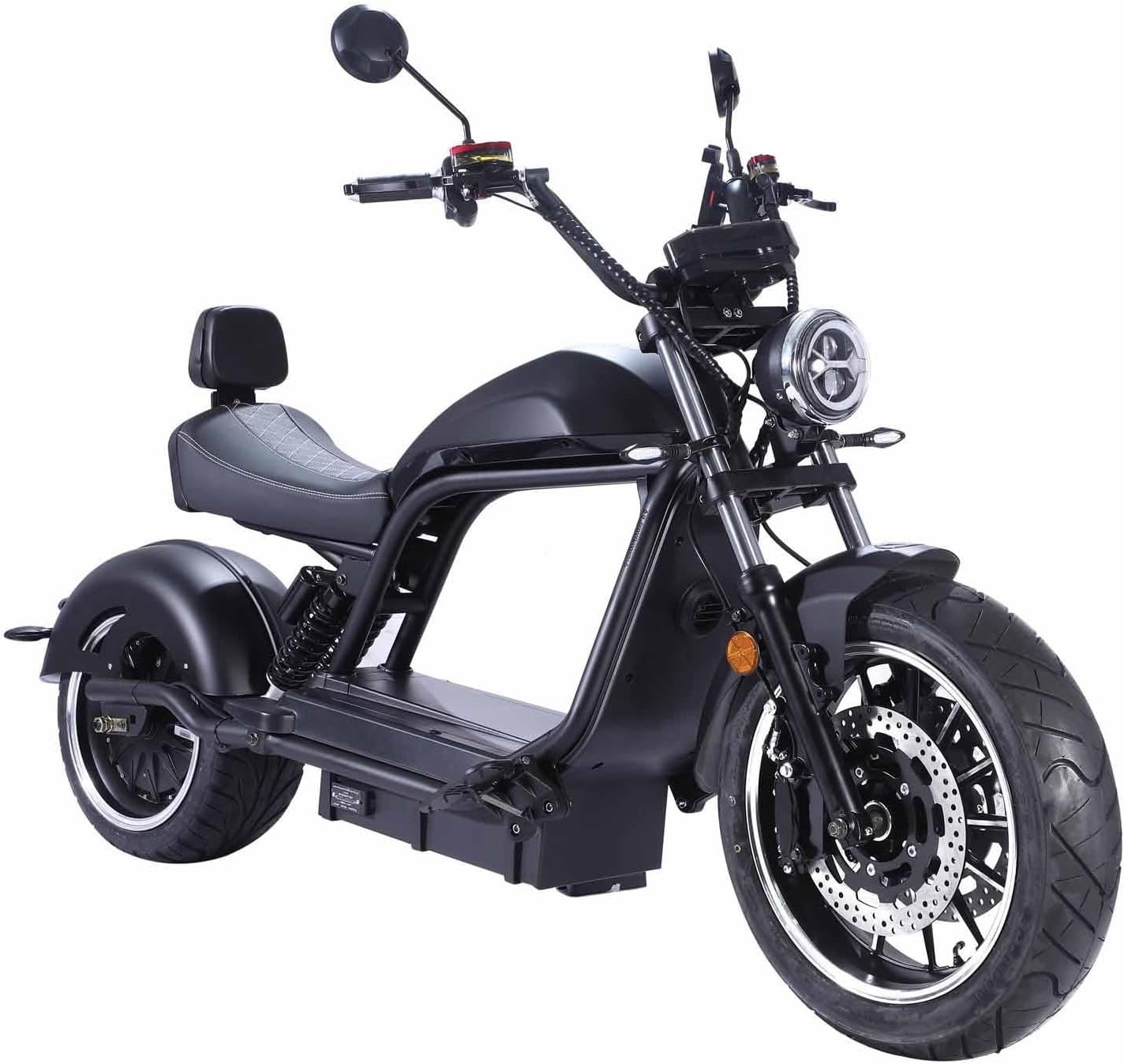 Elektroroller “HL 6.0”, 3000 Watt, 100 km Reichweite, Straßenzulassung, 45Ah Lithium-Akku, Elektro Roller, E-Roller mit Sitz, 50 CCM, Elektro Motorroller, Schwarz