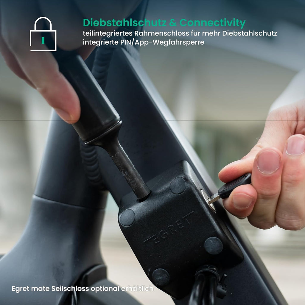 Egret Pro FX E-Scooter mit Straßenzulassung (max. 20 km/h), Reichweite bis 80km, Frontfederung, App Steuerung, Lenker höhenverstellbar+einfaltbar, Zuladung max. 120kg
