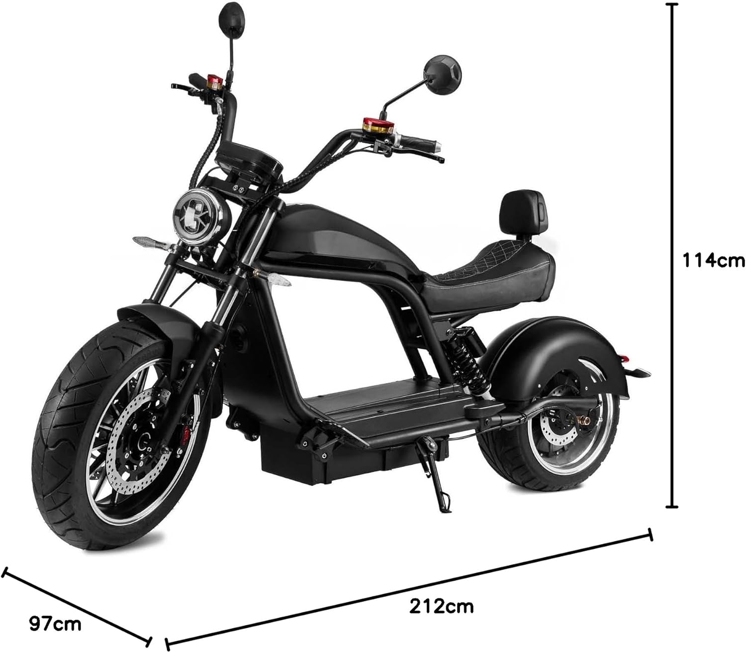 Elektroroller “HL 6.0”, 3000 Watt, 100 km Reichweite, Straßenzulassung, 45Ah Lithium-Akku, Elektro Roller, E-Roller mit Sitz, 50 CCM, Elektro Motorroller, Schwarz