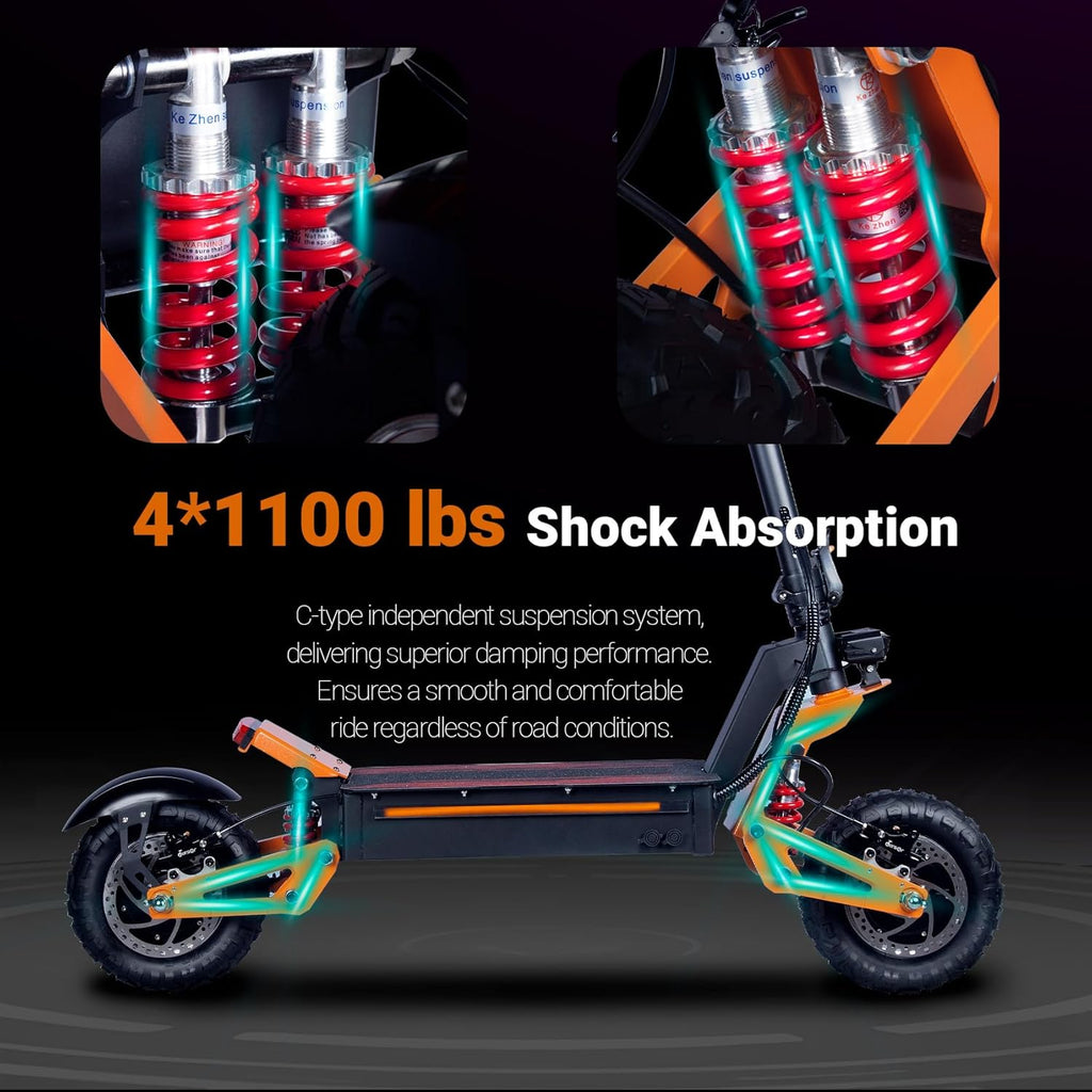 E-Scooter Offroad Elektroroller Schneller E Roller Elektroscooter NFC-Schlüsselloser Start 11 Zoll Allzeitreifen Doppelmotor C-Typ Federung 60V40AH Lithium-Ionen-Akku Maximale Autonomie 100 KM