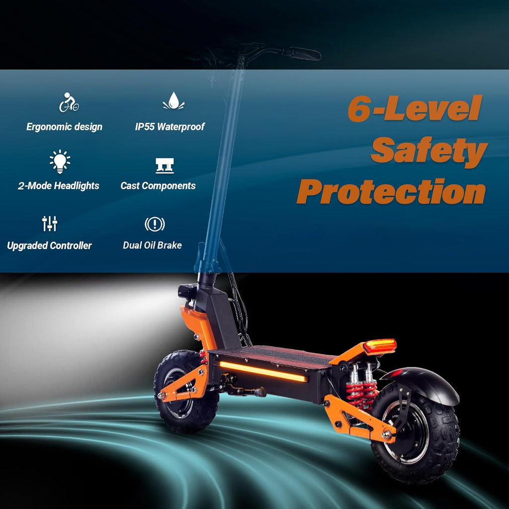 E-Scooter Offroad Elektroroller Schneller E Roller Elektroscooter NFC-Schlüsselloser Start 11 Zoll Allzeitreifen Doppelmotor C-Typ Federung 60V40AH Lithium-Ionen-Akku Maximale Autonomie 100 KM