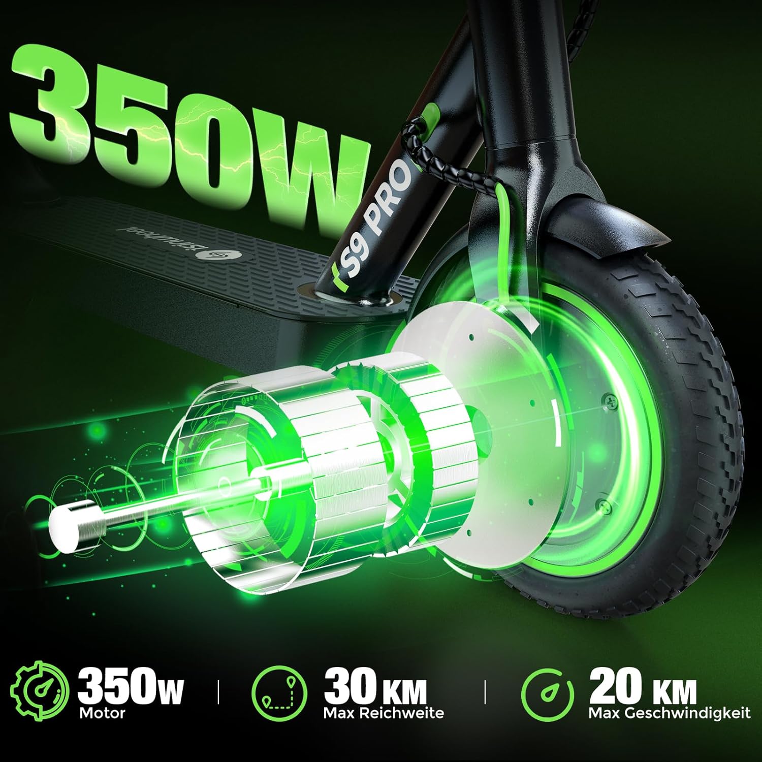 E Scooter mit Straßenzulassung, 350W Motor E Roller mit App, 30KM Reichweite, Elektroroller 120kg Tragkraft, Faltbarer Elektroscooter Erwachsene für den Pendlerverkehr, Mit Electric Scooter-Tasche
