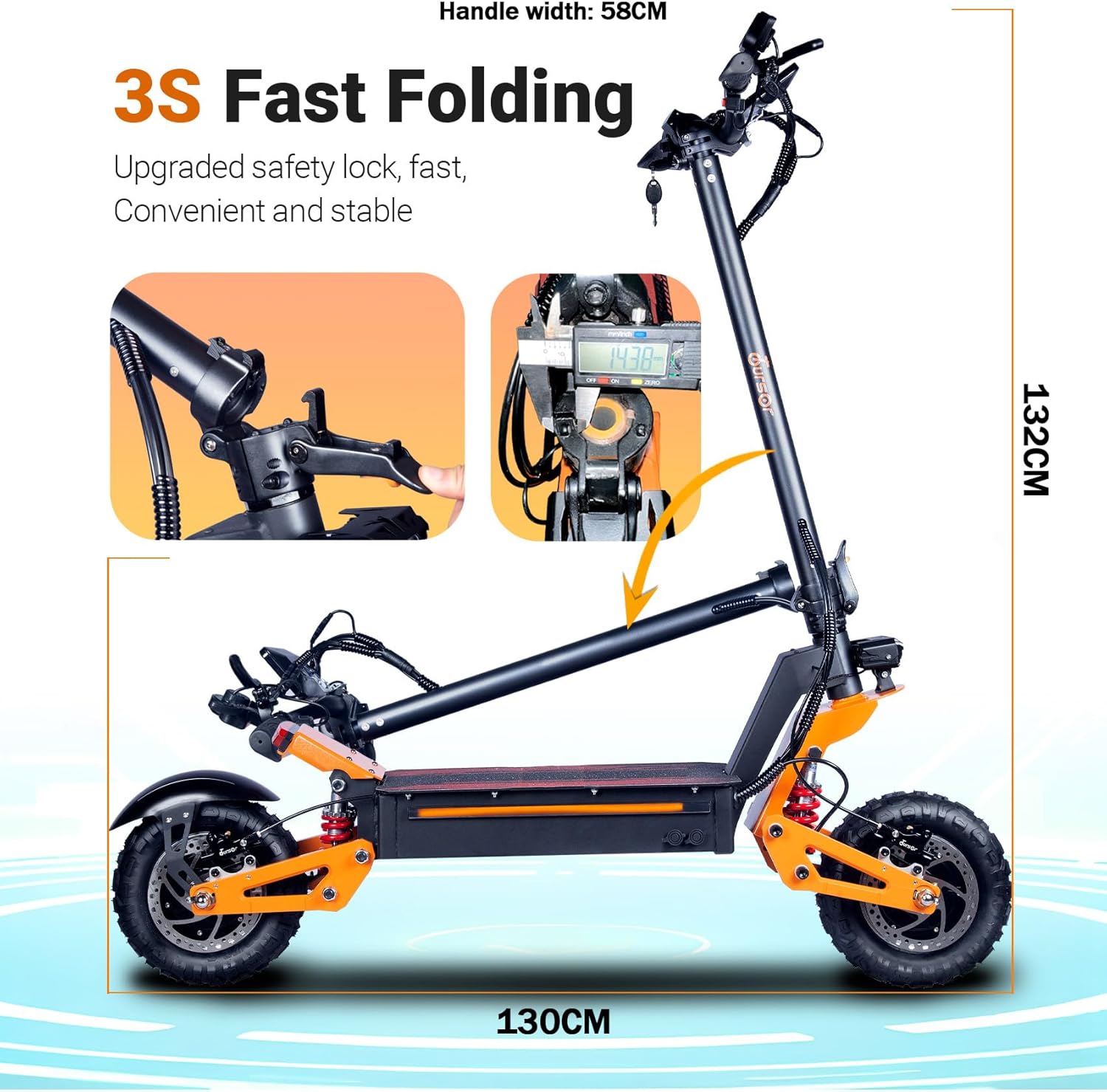 E-Scooter Offroad Elektroroller Schneller E Roller Elektroscooter NFC-Schlüsselloser Start 11 Zoll Allzeitreifen Doppelmotor C-Typ Federung 60V40AH Lithium-Ionen-Akku Maximale Autonomie 100 KM