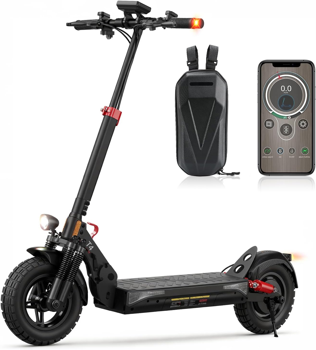 E Scooter mit Straßenzulassung mit Max 70KM Reichweite,10 Zoll Offroad Luftreifen Elektroroller mit Sechs komfortable Stoßdämpfer,Faltbarer E Roller Offroad Belastung bis 150 KG,APP-Sperre Fahrzeug