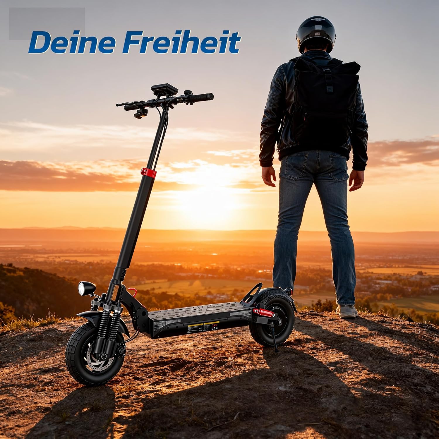 E Scooter mit Straßenzulassung mit Max 70KM Reichweite,10 Zoll Offroad Luftreifen Elektroroller mit Sechs komfortable Stoßdämpfer,Faltbarer E Roller Offroad Belastung bis 150 KG,APP-Sperre Fahrzeug