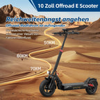 E Scooter mit Straßenzulassung mit Max 70KM Reichweite,10 Zoll Offroad Luftreifen Elektroroller mit Sechs komfortable Stoßdämpfer,Faltbarer E Roller Offroad Belastung bis 150 KG,APP-Sperre Fahrzeug