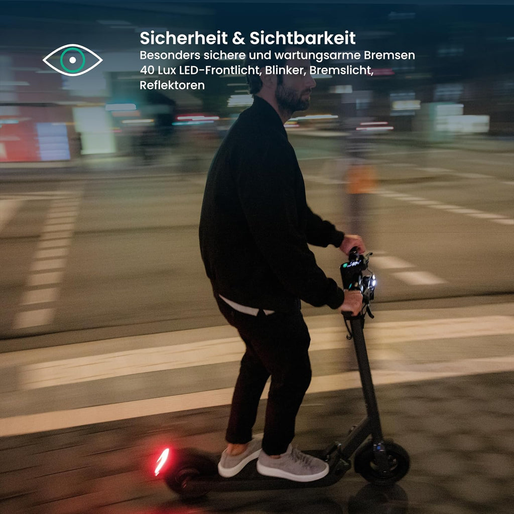 Egret Pro FX E-Scooter mit Straßenzulassung (max. 20 km/h), Reichweite bis 80km, Frontfederung, App Steuerung, Lenker höhenverstellbar+einfaltbar, Zuladung max. 120kg