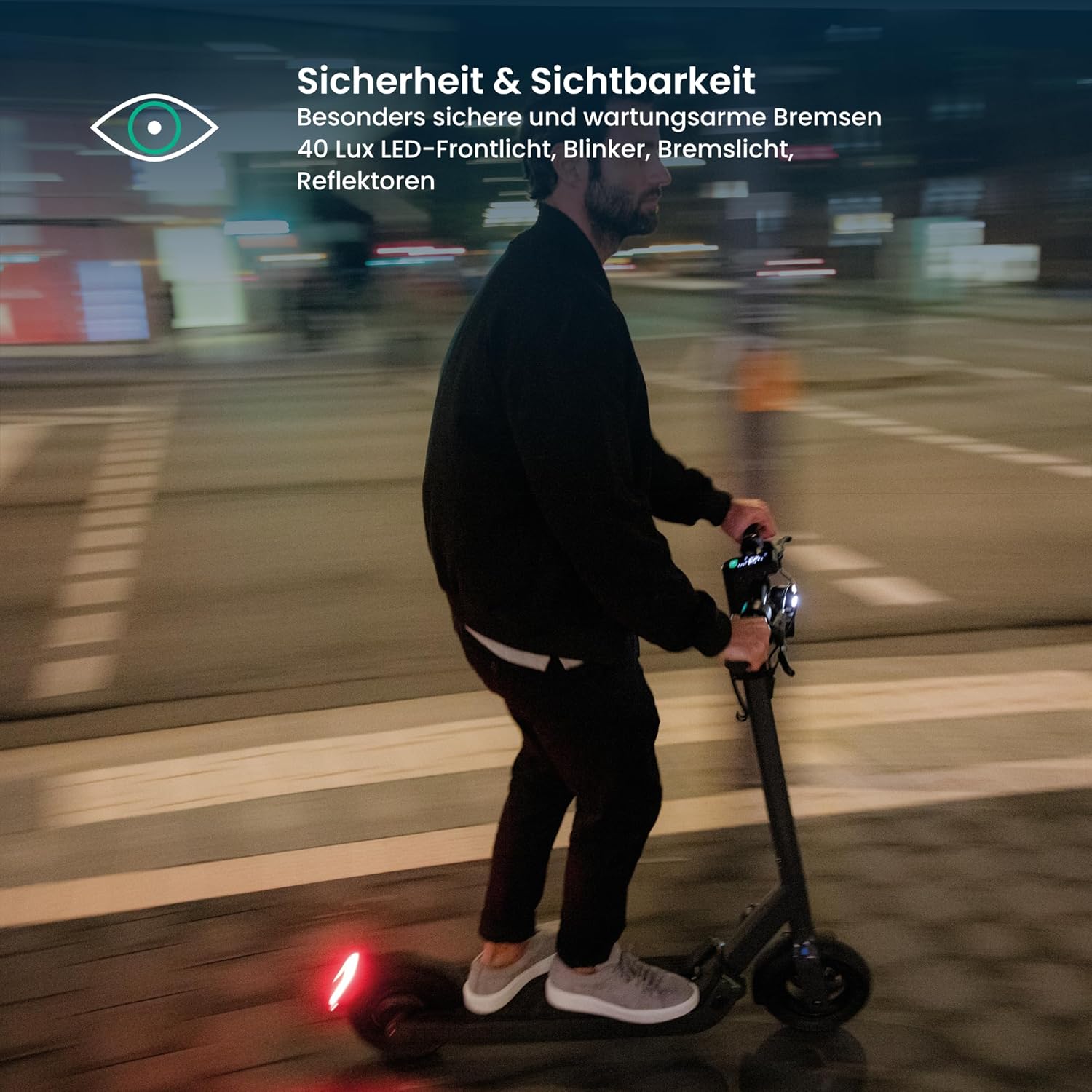Egret Pro FX E-Scooter mit Straßenzulassung (max. 20 km/h), Reichweite bis 80km, Frontfederung, App Steuerung, Lenker höhenverstellbar+einfaltbar, Zuladung max. 120kg