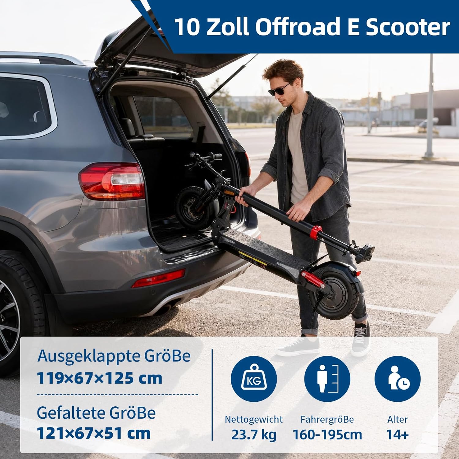 E Scooter mit Straßenzulassung mit Max 70KM Reichweite,10 Zoll Offroad Luftreifen Elektroroller mit Sechs komfortable Stoßdämpfer,Faltbarer E Roller Offroad Belastung bis 150 KG,APP-Sperre Fahrzeug