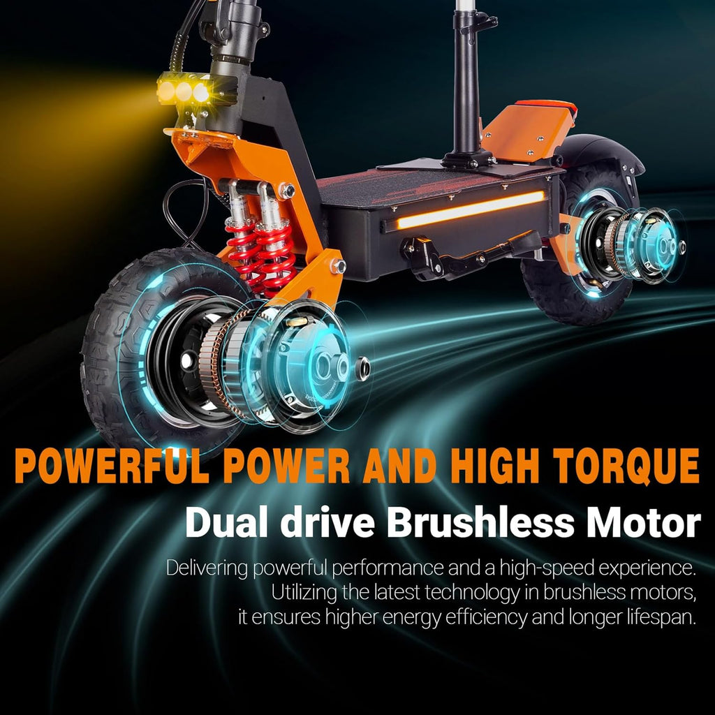 E-Scooter Offroad Elektroroller Schneller E Roller Elektroscooter NFC-Schlüsselloser Start 11 Zoll Allzeitreifen Doppelmotor C-Typ Federung 60V40AH Lithium-Ionen-Akku Maximale Autonomie 100 KM